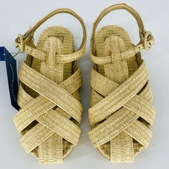NEW FARM Rio Raffia Zigzag Slingback Natural Vegan Sandal 7M - Picture 2 of 9